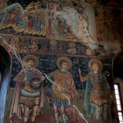 Fine Byzantine style frescoes at the Princely Church of Targoviste, Romania