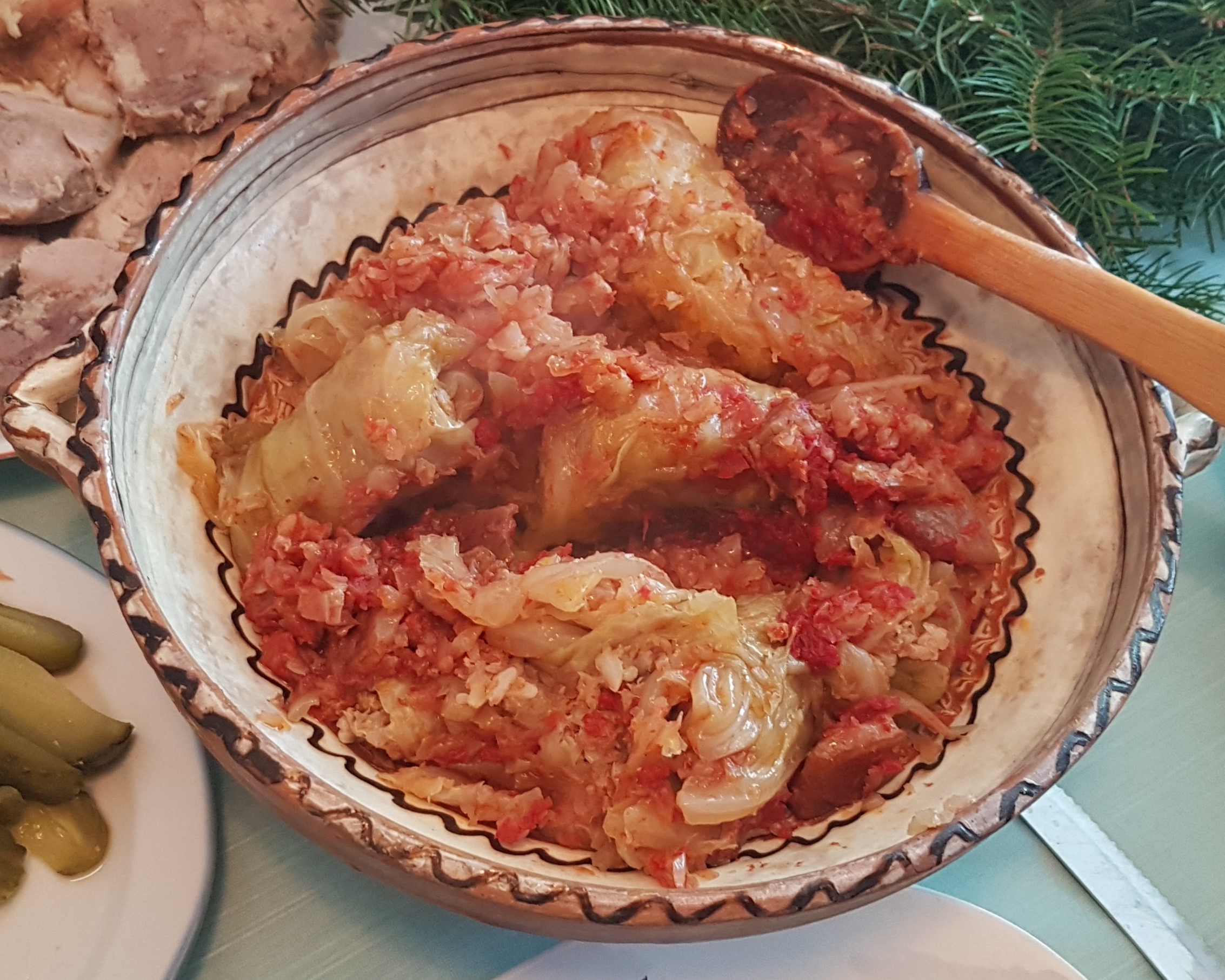 Cabbage Rolls on Christmas Table